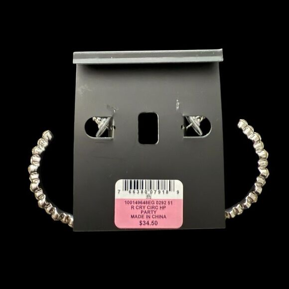 INC International Concepts Silver-Tone Rhinestone Circle Hoop Party Earrings - Picture 3 of 4